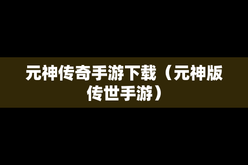 元神传奇手游下载（元神版传世手游）