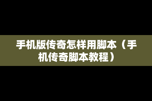 手机版传奇怎样用脚本（手机传奇脚本教程）