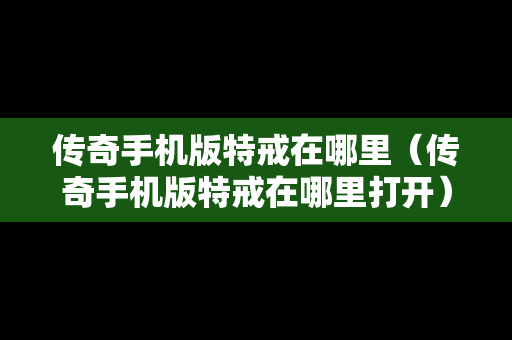 传奇手机版特戒在哪里（传奇手机版特戒在哪里打开）