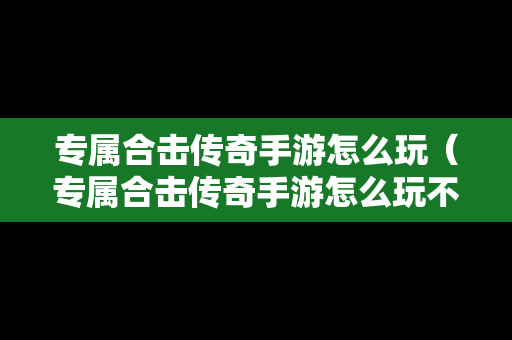 专属合击传奇手游怎么玩（专属合击传奇手游怎么玩不了）