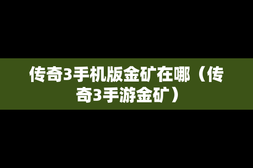 传奇3手机版金矿在哪（传奇3手游金矿）