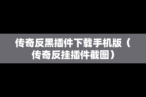 传奇反黑插件下载手机版（传奇反挂插件截图）