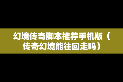 幻境传奇脚本推荐手机版（传奇幻境能往回走吗）