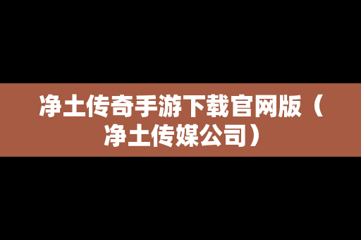 净土传奇手游下载官网版（净土传媒公司）