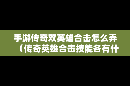 手游传奇双英雄合击怎么弄（传奇英雄合击技能各有什么效果）