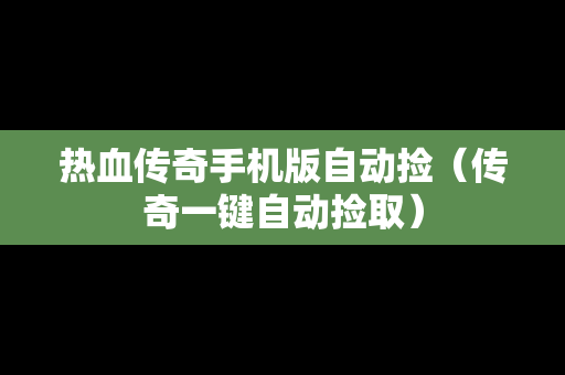 热血传奇手机版自动捡（传奇一键自动捡取）