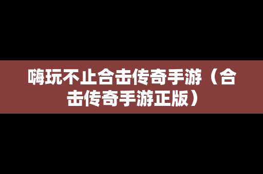 嗨玩不止合击传奇手游（合击传奇手游正版）