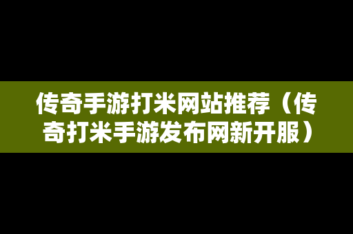 传奇手游打米网站推荐（传奇打米手游发布网新开服）