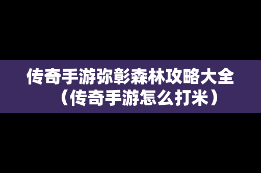 传奇手游弥彰森林攻略大全（传奇手游怎么打米）