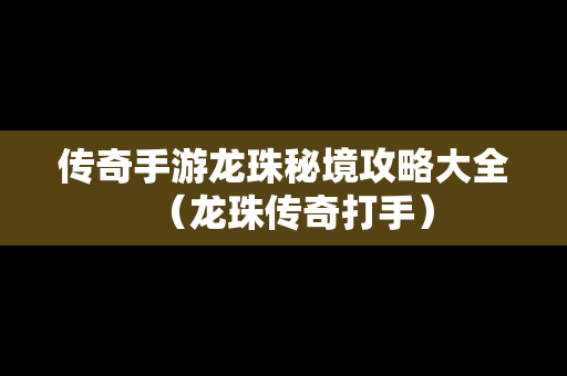 传奇手游龙珠秘境攻略大全（龙珠传奇打手）