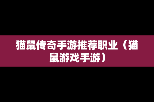 猫鼠传奇手游推荐职业（猫鼠游戏手游）