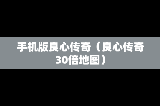 手机版良心传奇（良心传奇30倍地图）