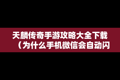 天麟传奇手游攻略大全下载（为什么手机微信会自动闪退）