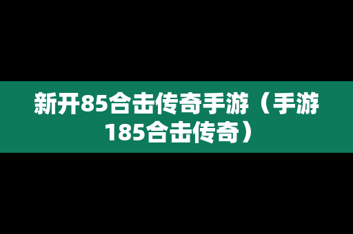 新开85合击传奇手游（手游185合击传奇）