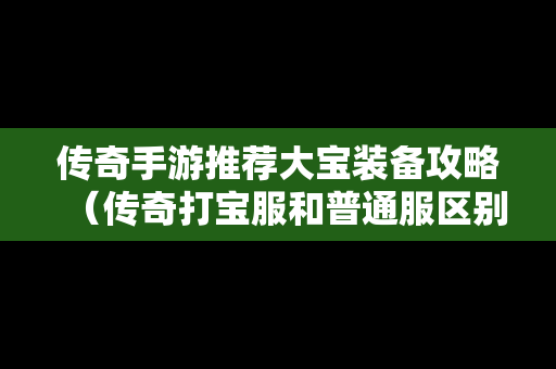 传奇手游推荐大宝装备攻略（传奇打宝服和普通服区别）