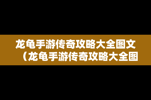 龙龟手游传奇攻略大全图文（龙龟手游传奇攻略大全图文下载）