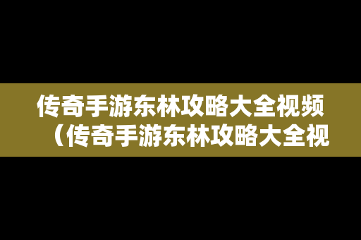 传奇手游东林攻略大全视频（传奇手游东林攻略大全视频解说）