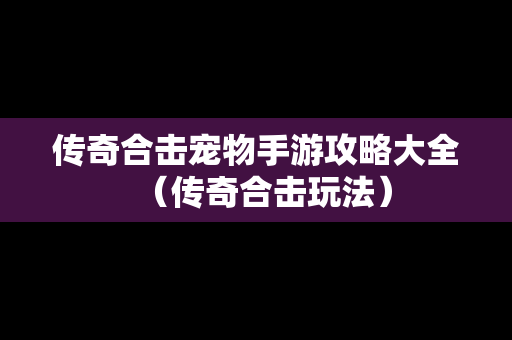 传奇合击宠物手游攻略大全（传奇合击玩法）