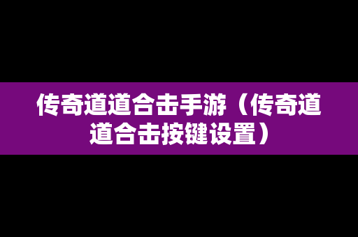传奇道道合击手游（传奇道道合击按键设置）