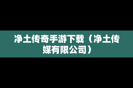 净土传奇手游下载（净土传媒有限公司）