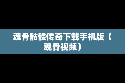 魂骨骷髅传奇下载手机版（魂骨视频）