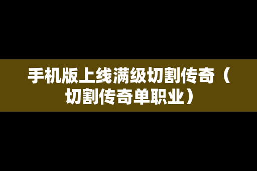 手机版上线满级切割传奇（切割传奇单职业）