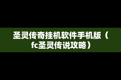 圣灵传奇挂机软件手机版（fc圣灵传说攻略）
