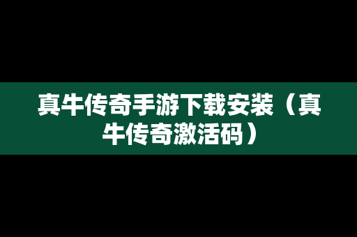 真牛传奇手游下载安装（真牛传奇激活码）